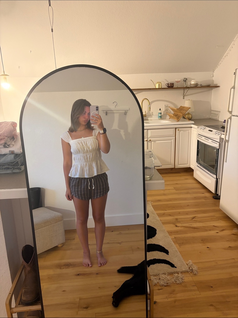H&M White Peplum Square-Neck Top
